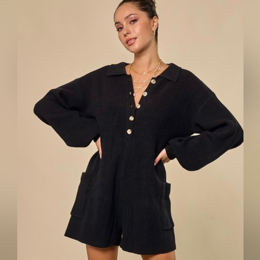 Black long sleeve romper